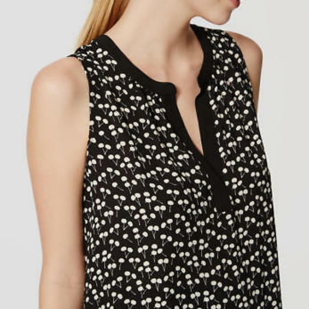 LOFT Mixed Media Cherry Sleeveless Top Size S